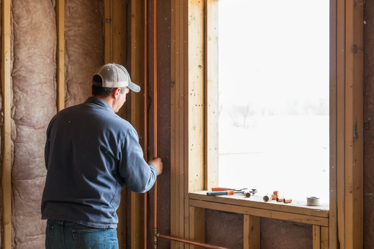 Licensed plumber running new copper supply lines in a Kirkwood home