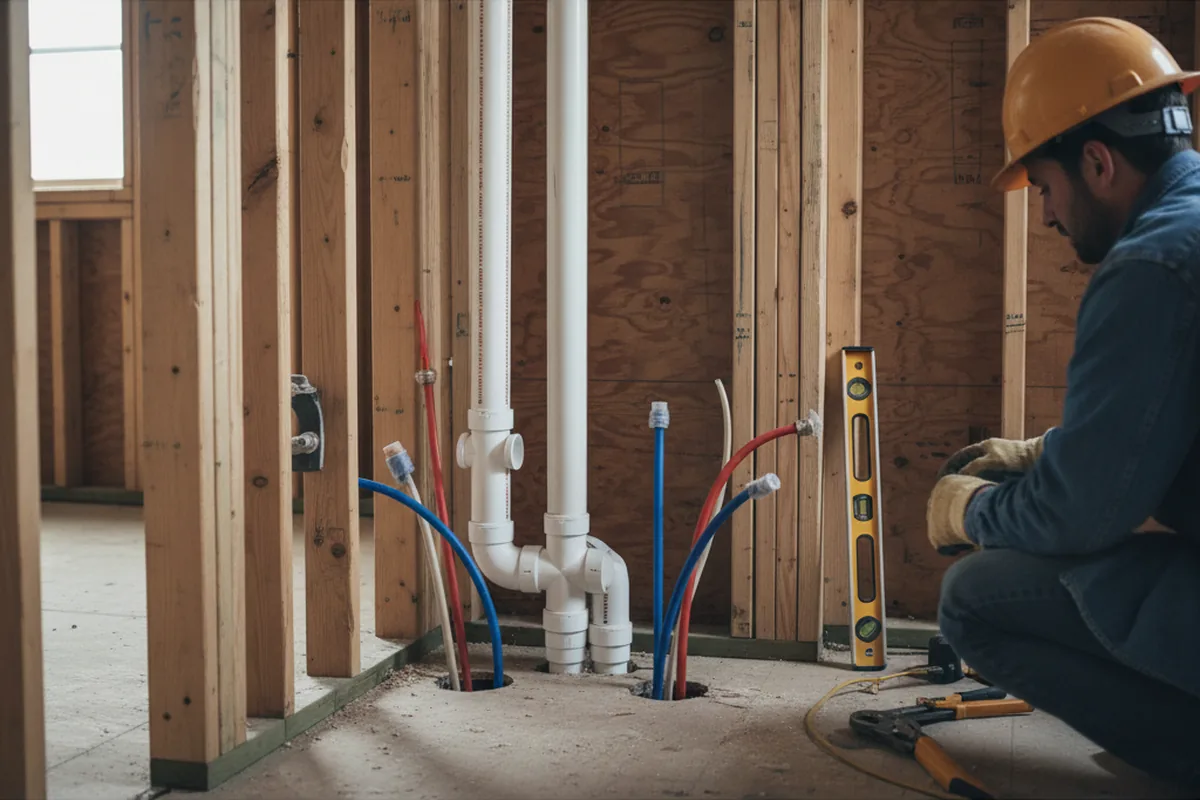 Drain and supply rough-in during Sump Pump Repair in Kirkwood