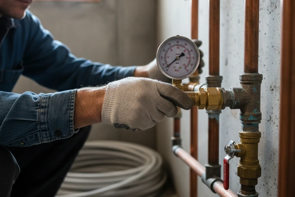 Pressure testing a repaired line during Water Line Repair in Kirkwood